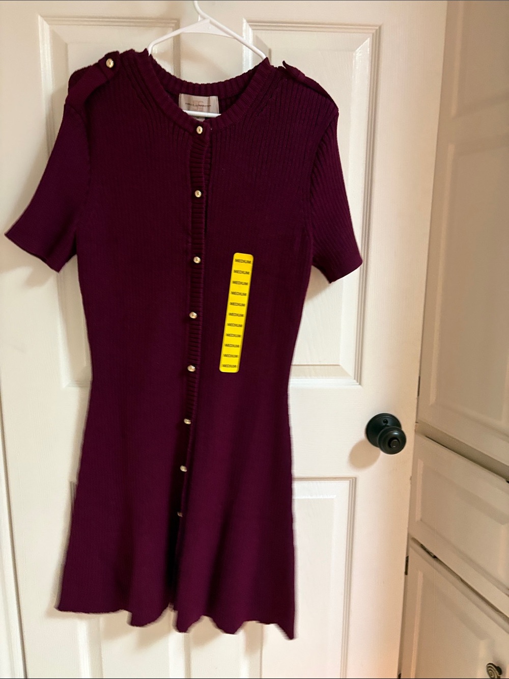 French Connection Plum Ribbed Button-Front Dress